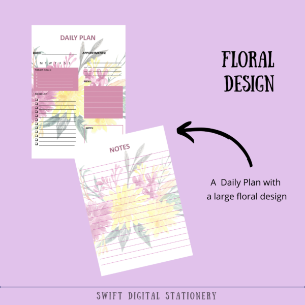 Undated Daily Planner Digital Printable PDF Download ~ 3 Versions - Image 4