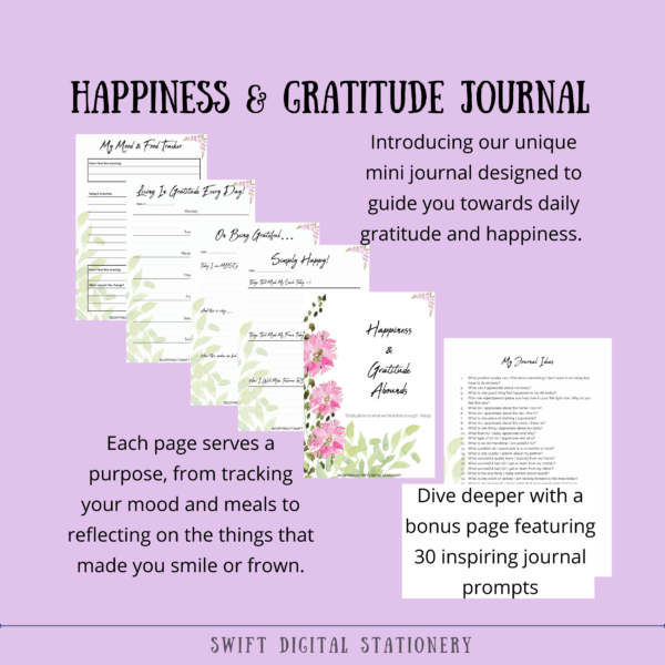 Mini Happiness and Gratitude Journal with Bonus Inspirational Journal Prompts